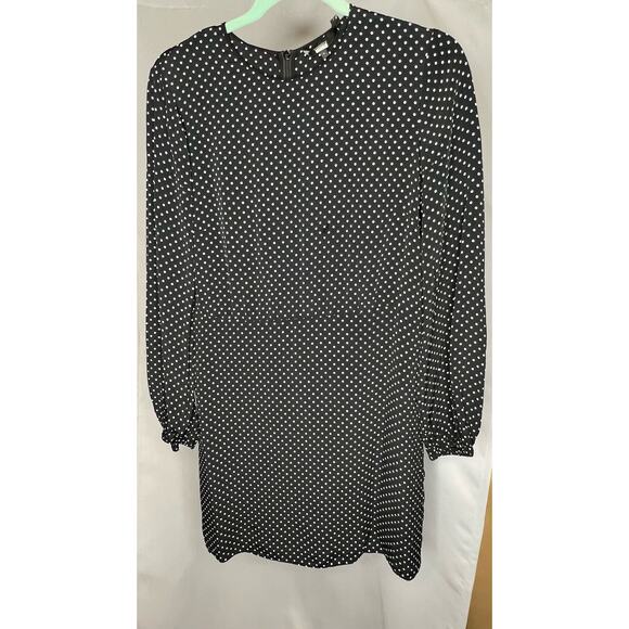 Theory Black Crepe Polka Dot Crew Dress 12 - Picture 5 of 8